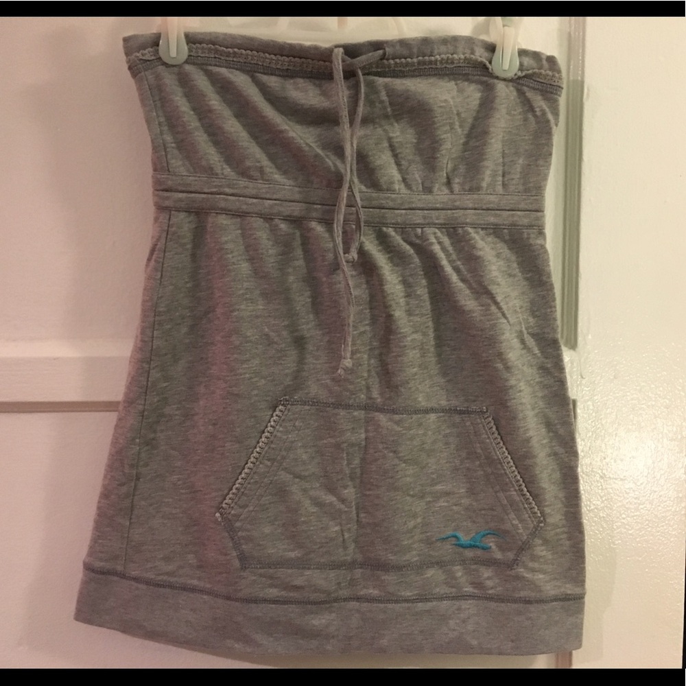 Vintage Hollister gray size M strapless pocket top Y2K
